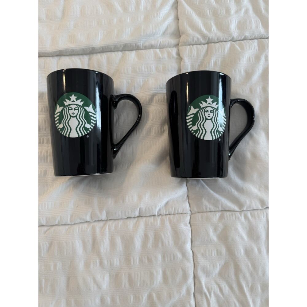Lot of 2 Starbucks coffee tea mugs cups 11 oz. Black Logo 2020